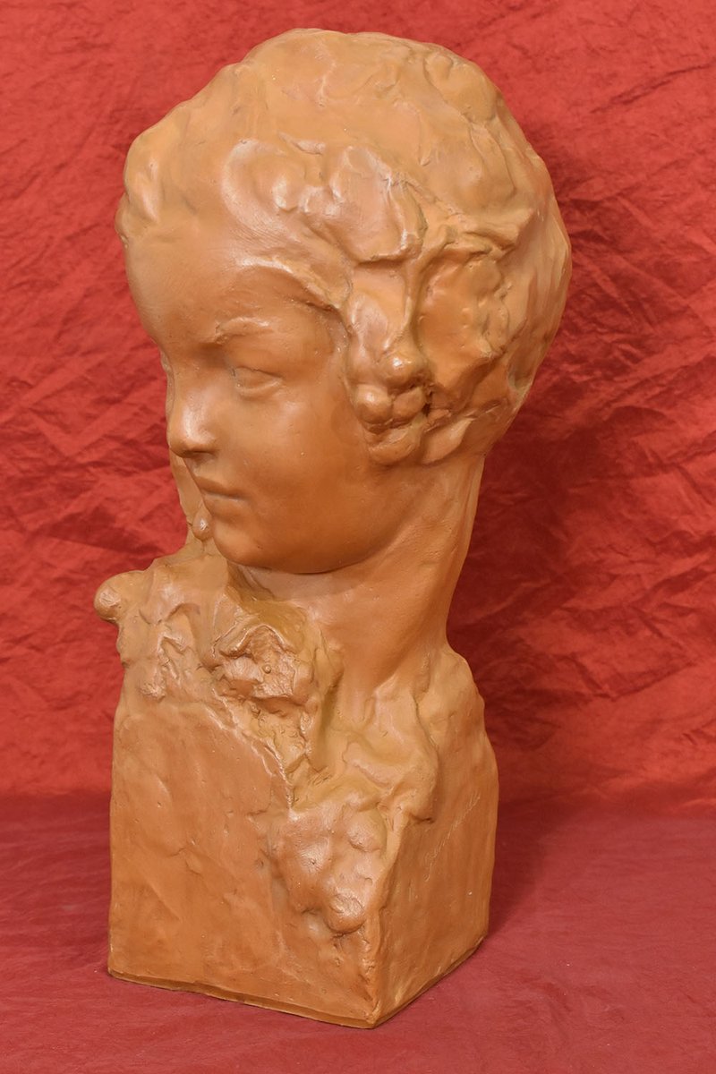 Amedeo Gennarelli, Art Deco Maternity Sculpture, Terracotta, 20th Century