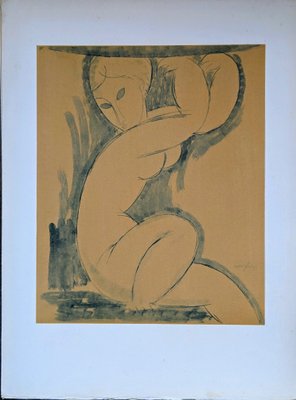 Amedeo Modigliani, Blue Caryatid 2, Lithograph and Stencil on Arches Paper, 1960-NRC-1447702