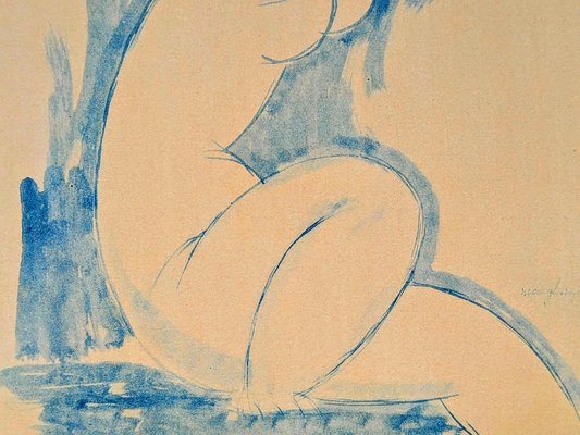 Amedeo Modigliani, Blue Caryatid 2, Lithograph and Stencil on Arches Paper, 1960-NRC-1447702