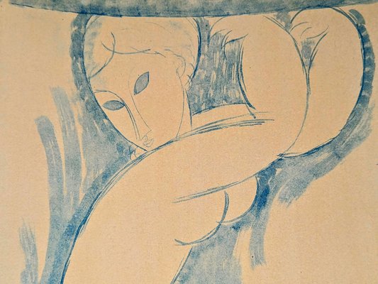 Amedeo Modigliani, Blue Caryatid 2, Lithograph and Stencil on Arches Paper, 1960-NRC-1447702