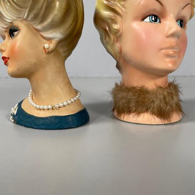 American Ceramic Head Vases, 1890s, Set of 8-GDD-2027434