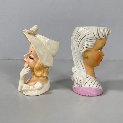 American Ceramic Head Vases, 1890s, Set of 8-GDD-2027434