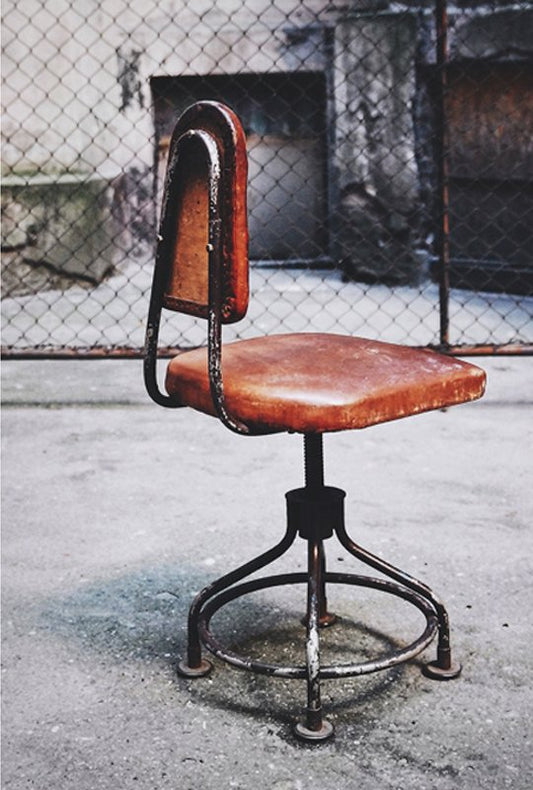 American Industrial Leather Swivel Chair, 1930s