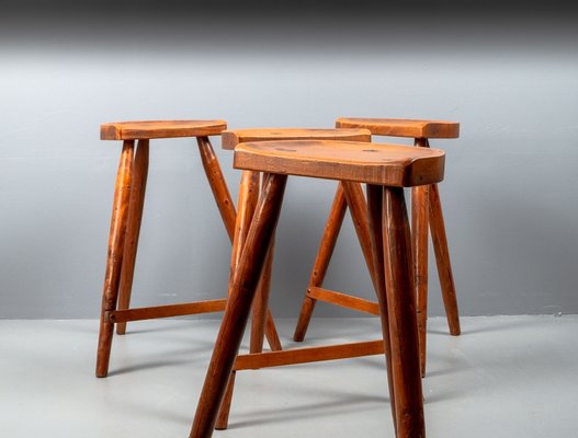 American Studio Bar Stools in Pine, 1960s, Set of 4-VLO-1606230