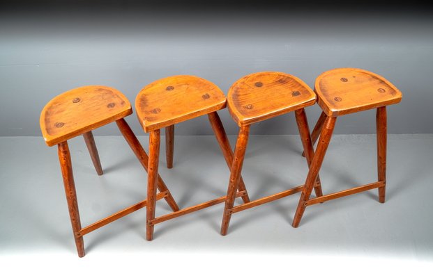 American Studio Bar Stools in Pine, 1960s, Set of 4-VLO-1606230