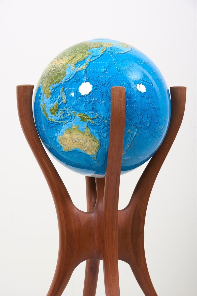 American Studio Globe Stand with Globe by Bud Tullis, 1981