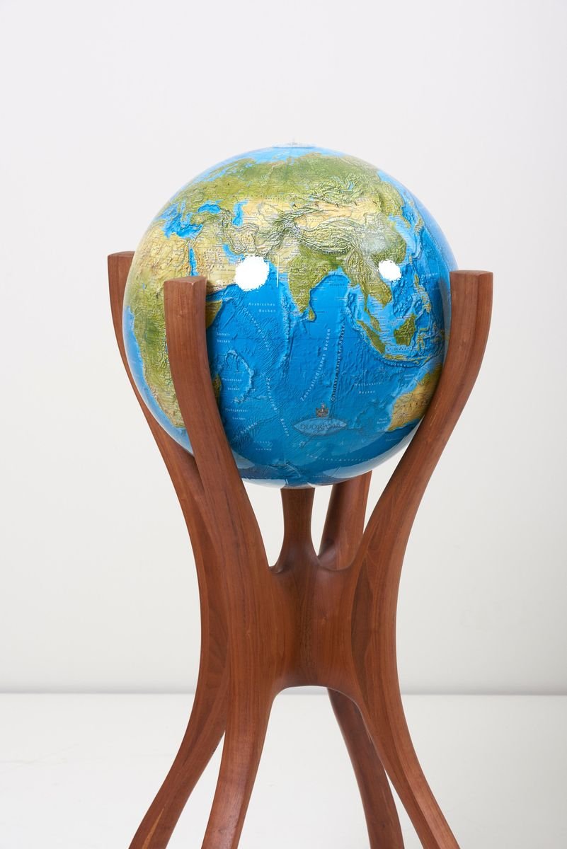 American Studio Globe Stand with Globe by Bud Tullis, 1981