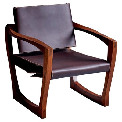 American Studio Lounge Chair in Dark Brown Leather, 1960s-SFD-1721230