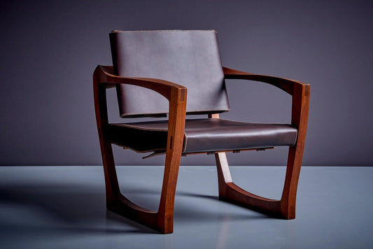 American Studio Lounge Chair in Dark Brown Leather, 1960s