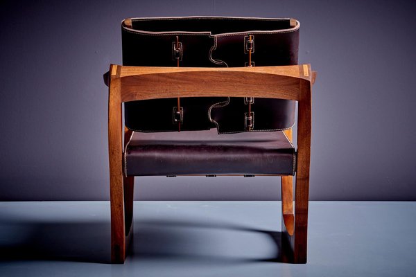 American Studio Lounge Chair in Dark Brown Leather, 1960s-SFD-1721230