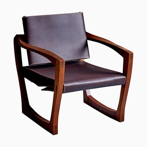 American Studio Lounge Chair in Dark Brown Leather, 1960s-SFD-1721230