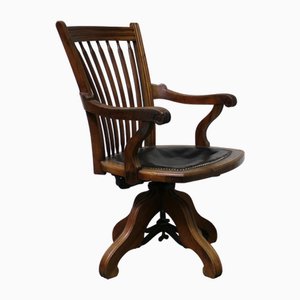 American Wooden Swivel Armchair-NMC-1796957