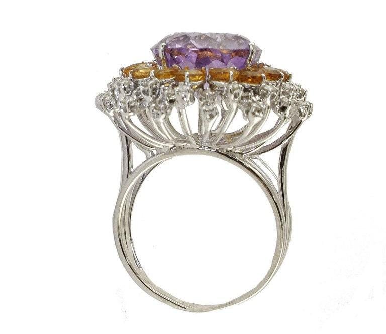 Amethyst, Topaz, Diamond & White Gold Sun Ring