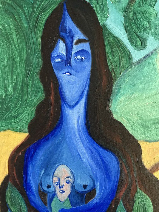 Amor De Agua, The Woman and the Child on the Roots of the Tree, 2020, Oil