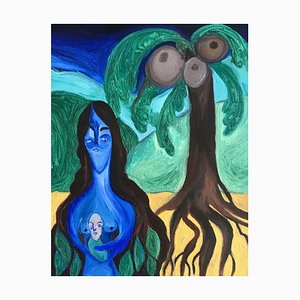 Amor De Agua, The Woman and the Child on the Roots of the Tree, 2020, Oil-ZHZ-1753563