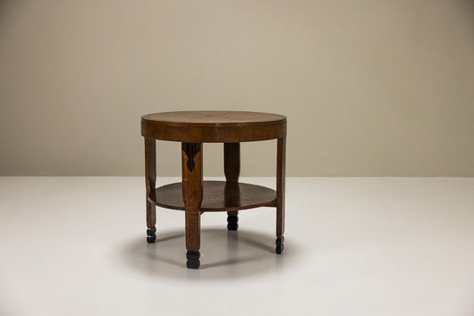 Amsterdam School Coffee Table in Oak and Coromandel Details, 1930s