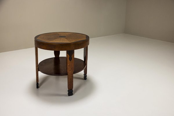 Amsterdam School Coffee Table in Oak and Coromandel Details, 1930s-UQV-1811037