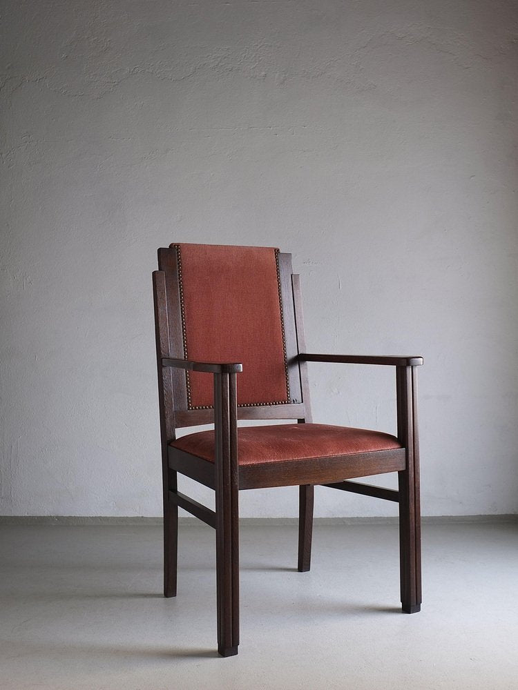 Amsterdam School Oak Armchairs, Netherlands, 1920s, Set of 2