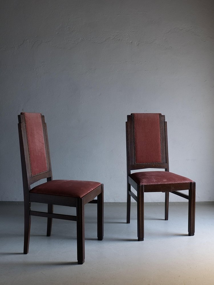 Amsterdam School Oak Armchairs, Netherlands, 1920s, Set of 3