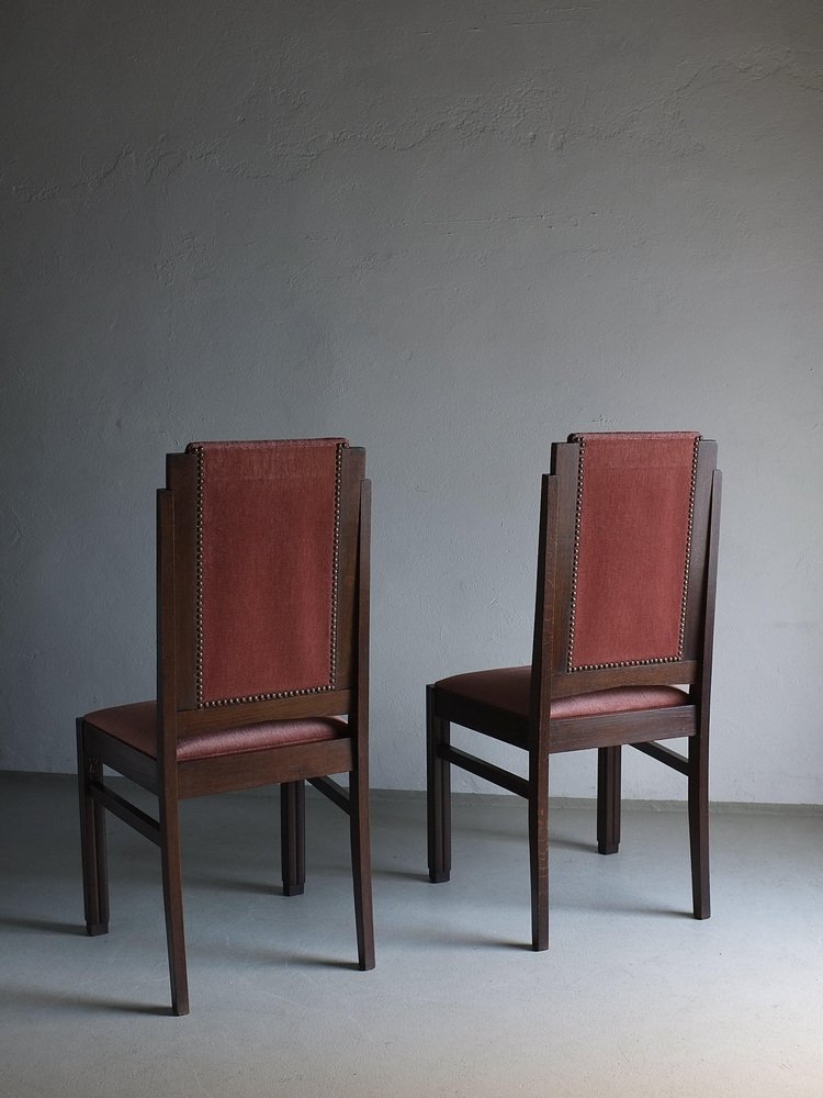 Amsterdam School Oak Armchairs, Netherlands, 1920s, Set of 3