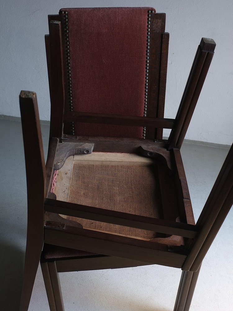 Amsterdam School Oak Armchairs, Netherlands, 1920s, Set of 3