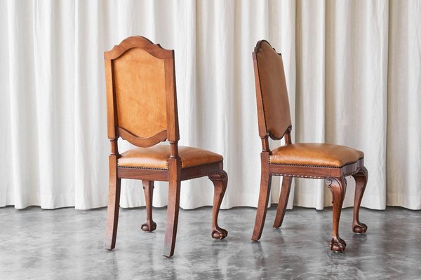 Amsterdam Side Chairs in Patinated Cognac Leather from T Woonhuys, 1930s, Set of 2-FEW-2042353