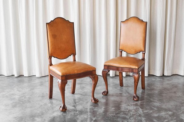 Amsterdam Side Chairs in Patinated Cognac Leather from T Woonhuys, 1930s, Set of 2-FEW-2042353