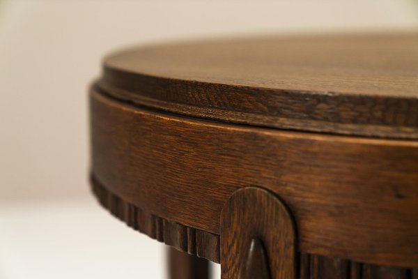 Amsterdamse School Round Side Table in Oak, Netherlands, 1930s-UQV-1706373