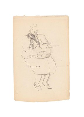 An Old Woman, Early 20th-Century, Pencil Drawing-ZCI-829444