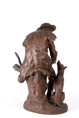 Anatole J. Guillot, Depicting Seated Woodcarver with Dog, Bronze Sculpture-RCE-1099681