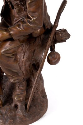 Anatole J. Guillot, Depicting Seated Woodcarver with Dog, Bronze Sculpture-RCE-1099681