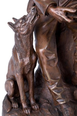 Anatole J. Guillot, Depicting Seated Woodcarver with Dog, Bronze Sculpture-RCE-1099681