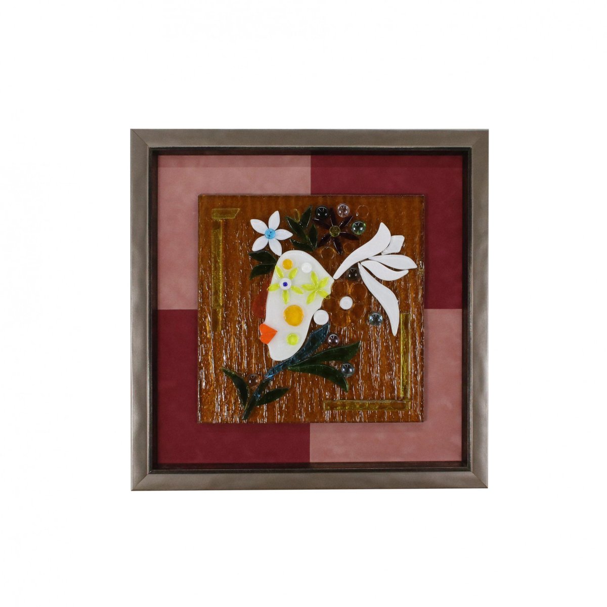 Anatoly Grishchenko, Spring, 20th-Century, Colored Glass on Chessboard, Framed