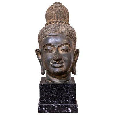 Ancient Bronze Head of Buddha, 19th Century-ZCI-900790