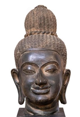 Ancient Bronze Head of Buddha, 19th Century-ZCI-900790