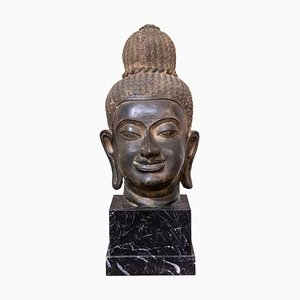 Ancient Bronze Head of Buddha, 19th Century-ZCI-900790