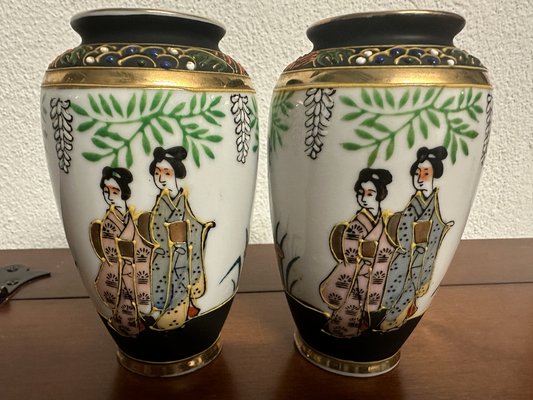 Ancient Japanese Hand-Painted Satsuma Vases, Set of 3-SZM-1787886