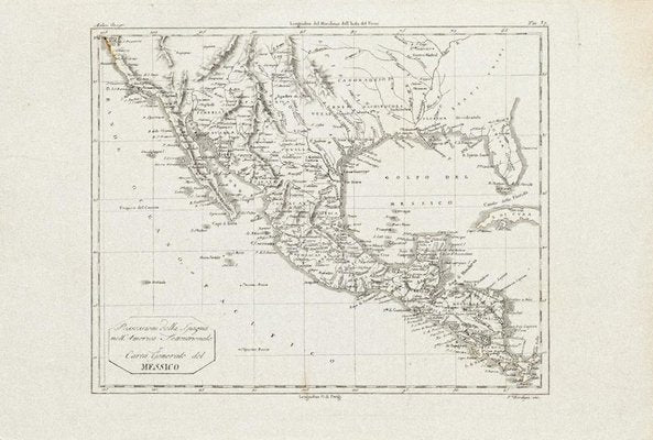 Ancient Map of Mexico - Original Etching - 19th Century 19th Century-ZCI-757807