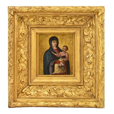 Ancient Painting, Maternity, 17th Century, Religious Oil Painting on Copper-YVI-976017