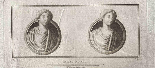 Ancient Roman Busts, Original Etching, End of 18th-Century