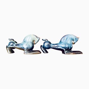 Andalusian Ceramic Horses in Blue Vidriada, Spain, 1970s, Set of 2-HDF-1725438