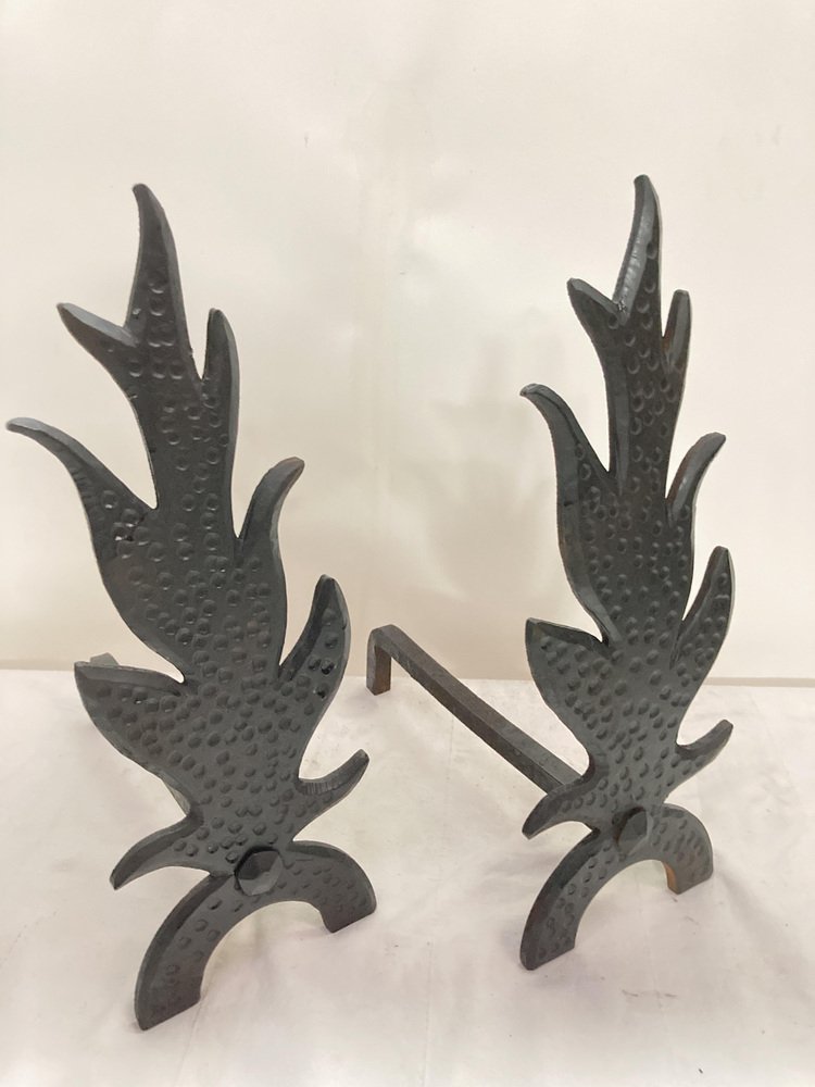 Andirons in Cast Iron, 1950s, Set of 2