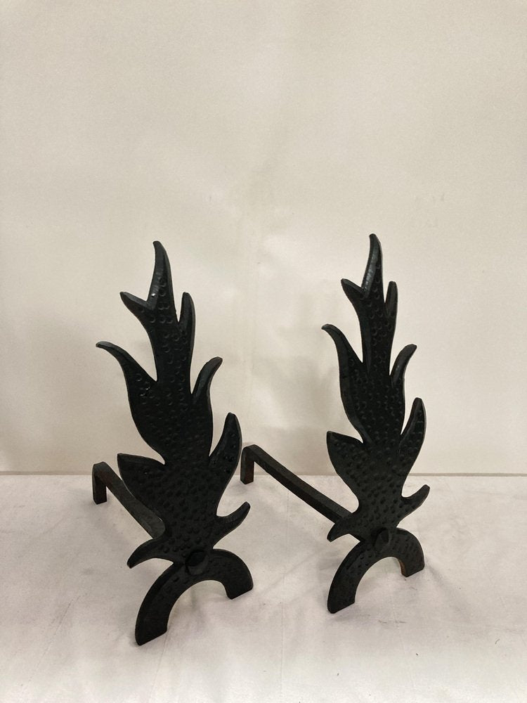 Andirons in Cast Iron, 1950s, Set of 2