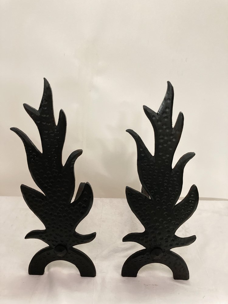 Andirons in Cast Iron, 1950s, Set of 2