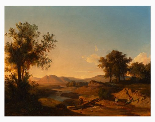 András Markó, Romantic Landscape with Figures, 1852, Oil Painting-ABO-1815052