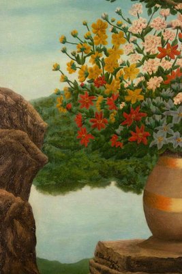 André Bauchant, Vase de fleurs sur un Rocher, Oil Painting, 1941-ZCI-2042303