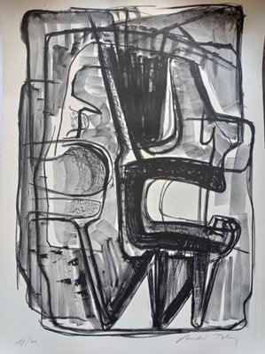 Andre Bloc, Large Abstract Composition, 1970s, Lithograph on Arches Paper-NRC-1384604