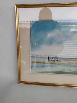 André Farault , Watercolor by André Farault, Mont Saint Michel, 1980s, Watercolor-EHL-2017548