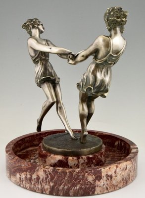 Andre Gilbert, Art Deco Centerpiece with Bronze Sculpture of Dancing Girls, France, 1925-KTN-840572