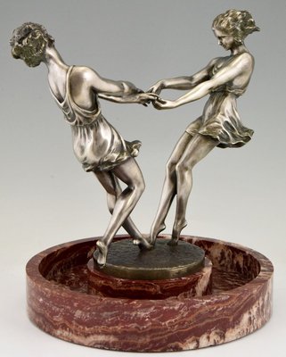 Andre Gilbert, Art Deco Centerpiece with Bronze Sculpture of Dancing Girls, France, 1925-KTN-840572